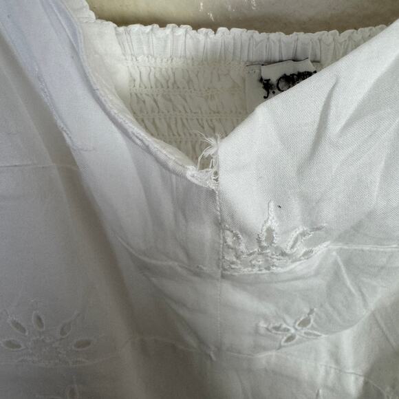 J.Crew Eyelet Midi Dress WMNS 4 White Sleeveless Smocked Embroidered Fully Lined - Picture 6 of 10